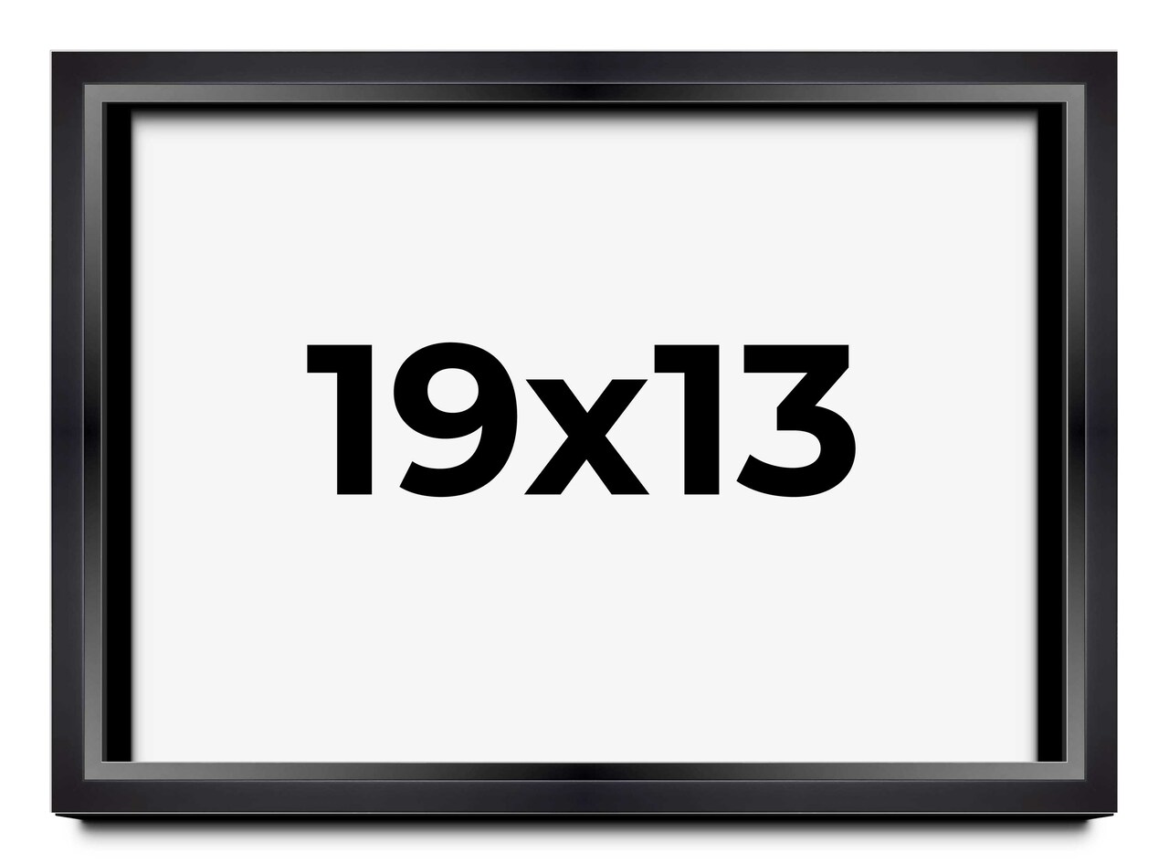 19x13 Modern Shadow Box 1.5" Depth Black Picture Frame - UV Acrylic, Backing, Hanging Hardware
